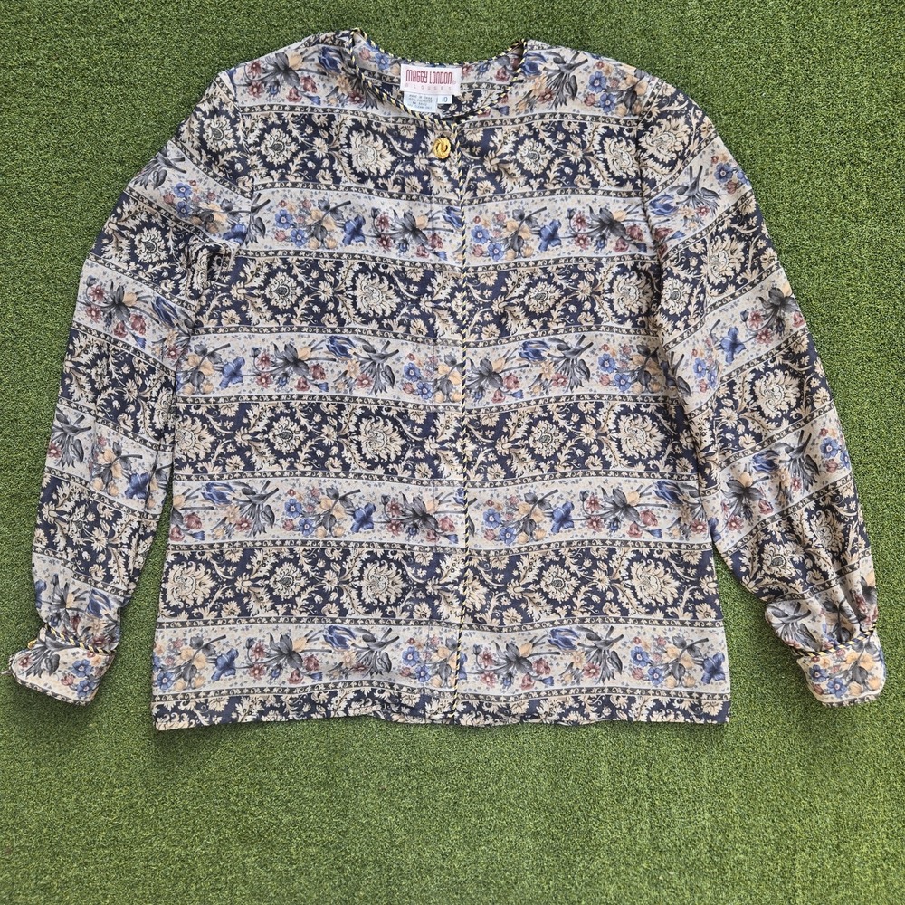 Women's Vintage Floral Paisley Blouse Boho Long Sleeve Button Front Retro Top - Picture 3 of 12